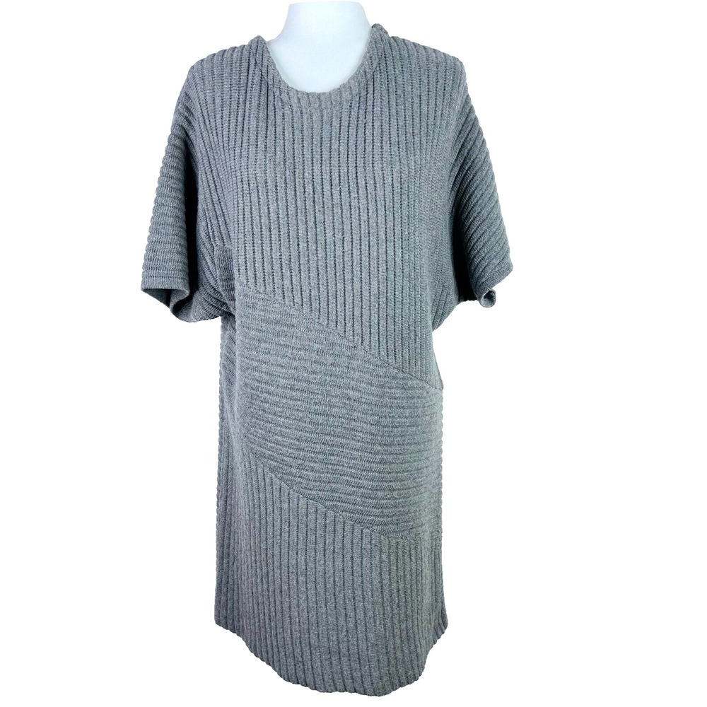 ASTR the Label Sweater Dress Womens Medium Gray Ribbed Knit Wool Blend ADR93987‎